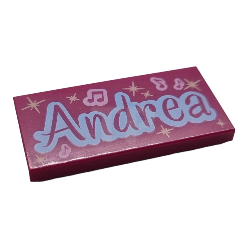 LEGO&reg; 4653260 - 87079pb0050 - Tile 2 x 4 with 'Andrea' and Music Notes Pattern