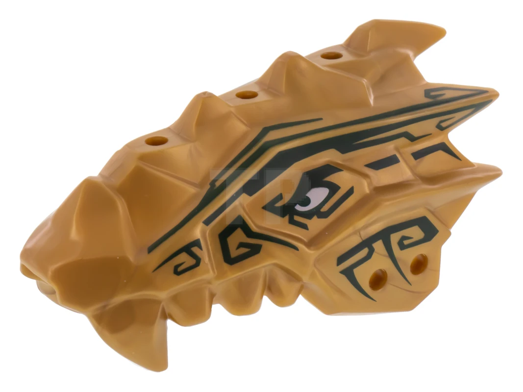 LEGO&reg; 6021508 - 93071pb03 - Dragon Head (Ninjago) Upper Jaw Spiny with Dark Green Stripes Pattern