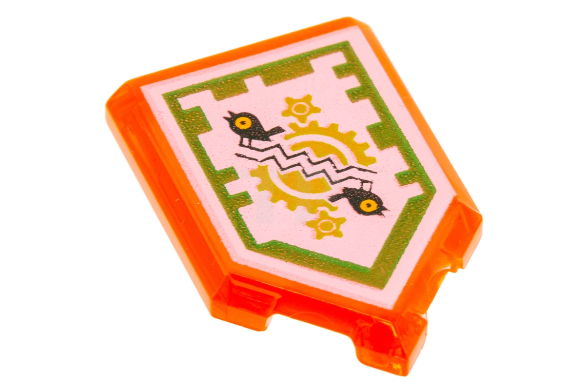 LEGO&reg; 6143068 - 22385pb037 - Fliese 2 x 3 Fünfeck mit Nexo Power Shield Muster - Time Breach (grüner Rand)