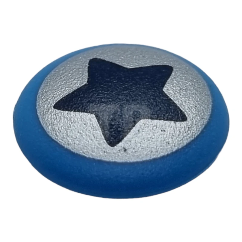 LEGO&reg;  - clikits086pb03 - Clikits Icon, Round 2 x 2 Large with Pin, Black Star on Silver Pattern