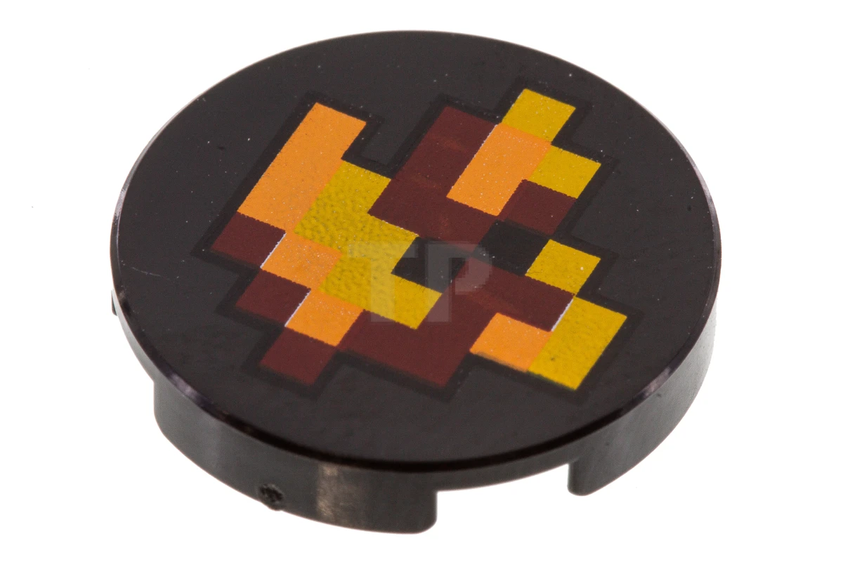 LEGO&reg; 6468479 - 14769pb205 - Tile 2 x 2 Round with Bottom O and Fire Pattern