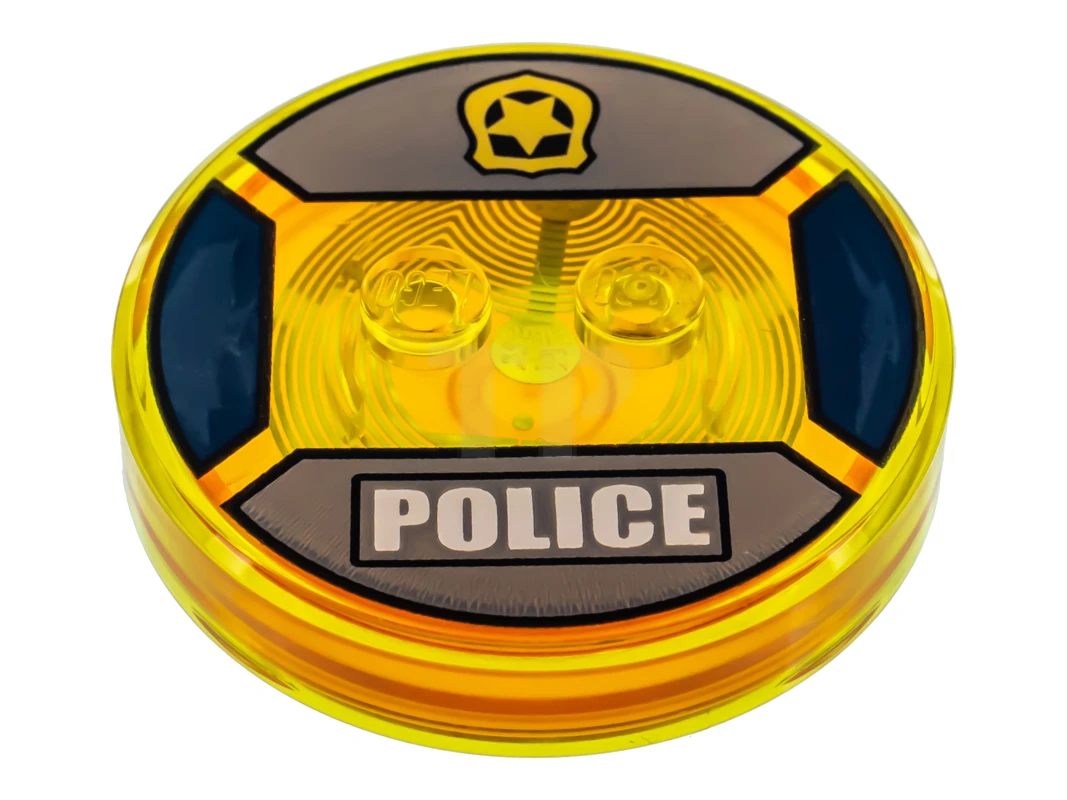LEGO&reg; 6177625 - 18605c02pb24 - Dimensions Toy Tag 4 x 4 x 2/3 with 2 Studs for Chase McCain #73 with Gold Police Badge and 'POLICE' Pattern
