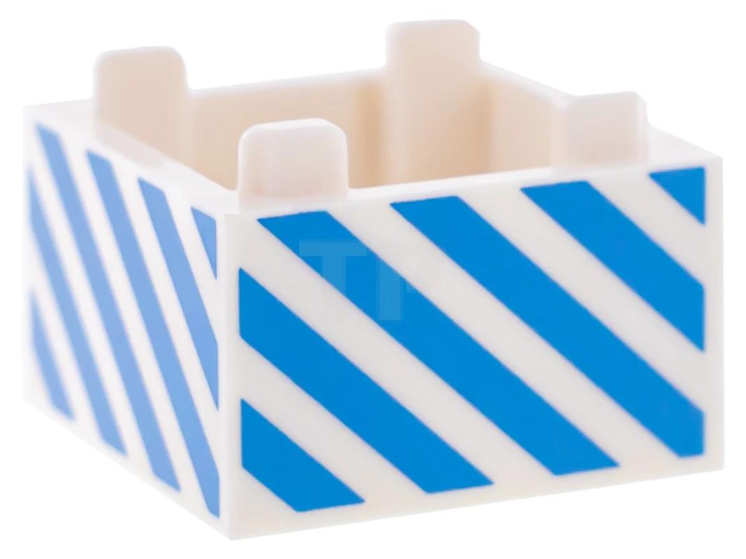 LEGO&reg; 6224327 - 35700pb02 - Container, Box 2 x 2 x 1 - Top Opening with Medium Blue Diagonal Stripes Pattern