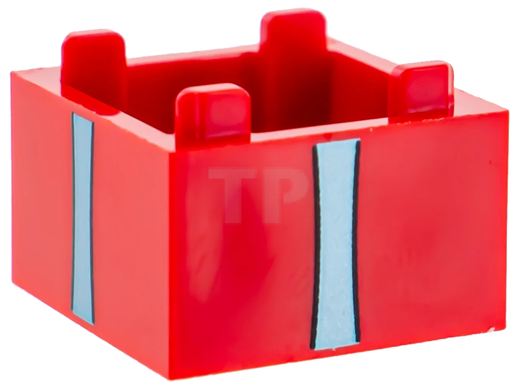 LEGO&reg; 6224344 - 35700pb01 - Container, Box 2 x 2 x 1 - Top Opening with Metallic Blue Vertical Ribbons Pattern