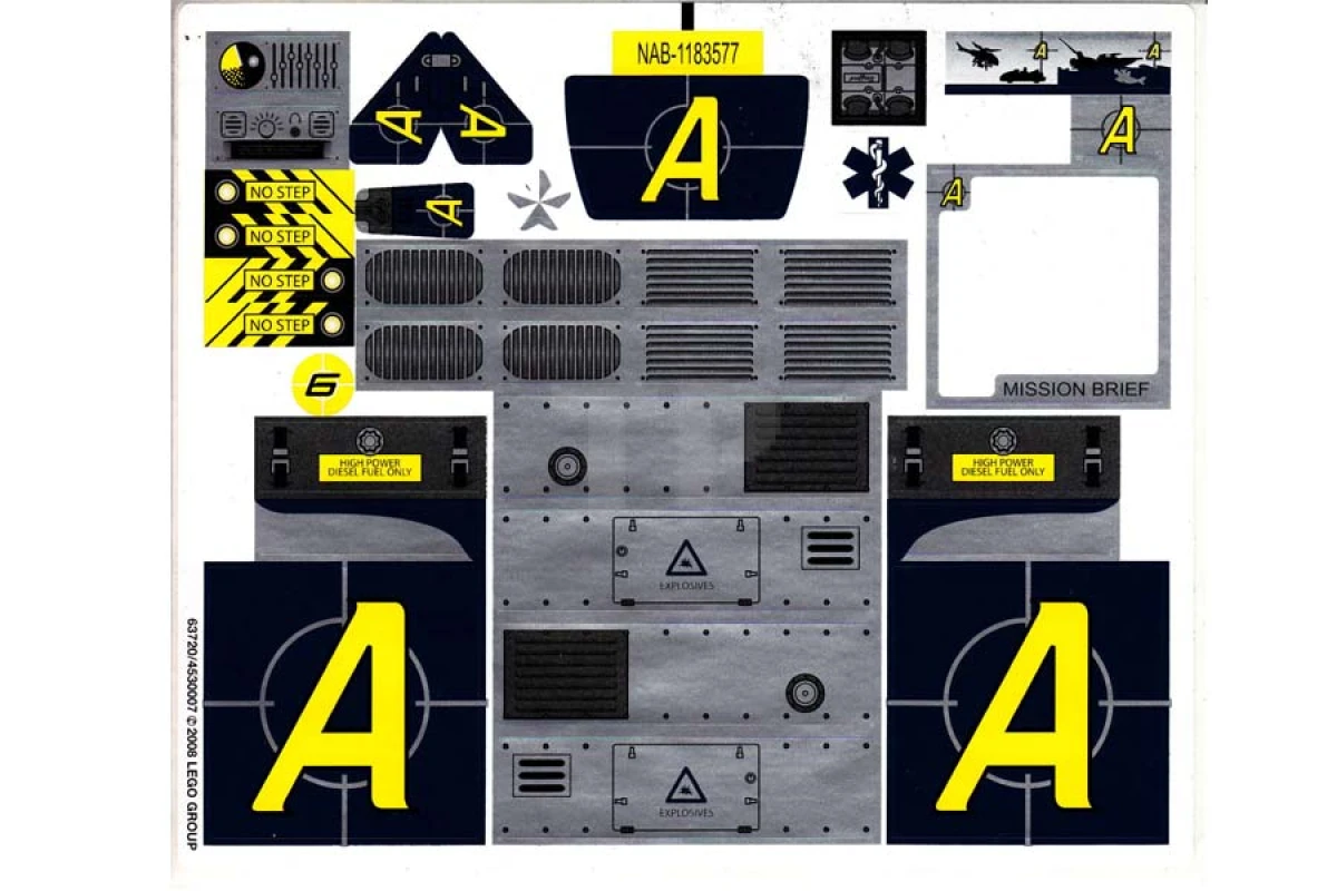 LEGO&reg; 4530007 - Sticker for Set 8635 - Sheet 1