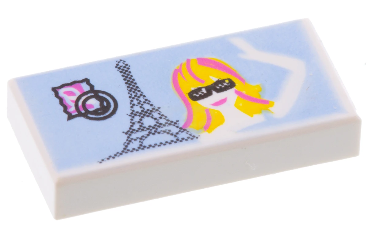 LEGO&reg; 4220623 - 3069pb0041 - Fliese 1 x 2 mit Eiffelturm und winkendem Mädchen-Muster