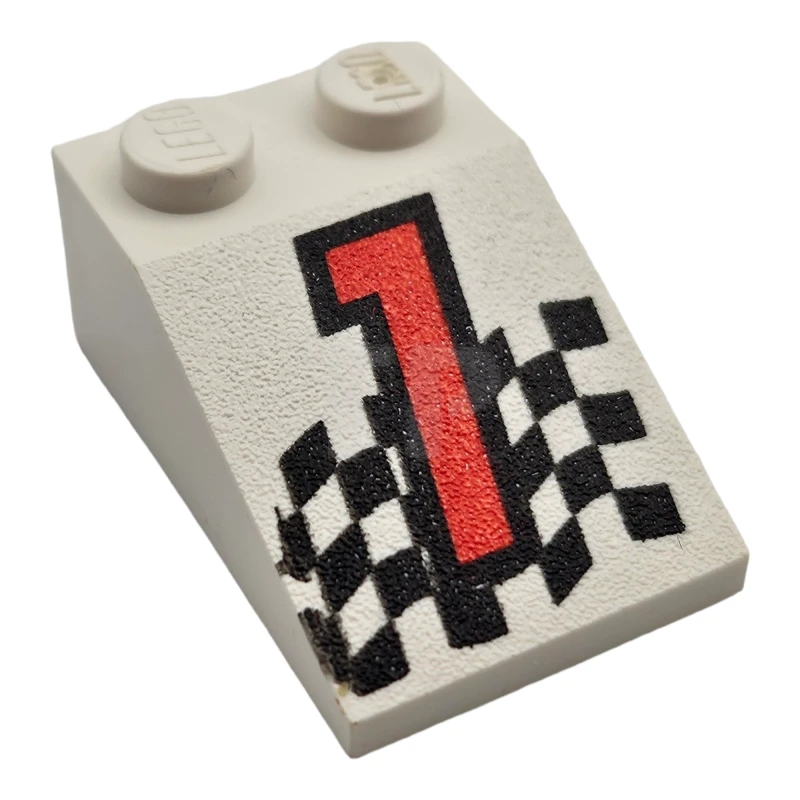 LEGO&reg; 4143715 - 3298pb003 - Slope 3 x 2 - 33° with '1' and Checkered Flag Pattern