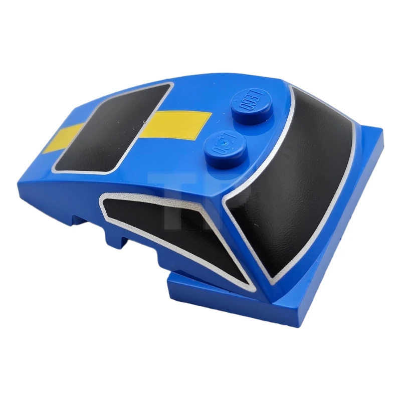 LEGO&reg; 6083870 - 18052pb001 - Wedge 5 x 4 x 1 1/3 with 2 x 4 Base with Windows and Yellow Stripe Pattern