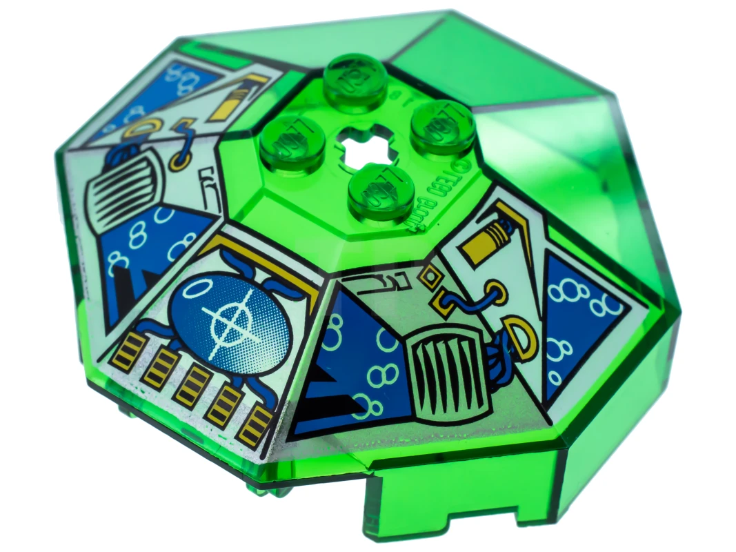LEGO&reg; 4110063 - 2418bpb01 - Windscreen 6 x 6 Octagonal Canopy with Axle Hole and Hydronauts Pattern