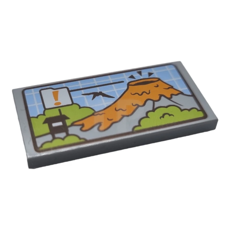 LEGO&reg; 6221734 - 87079pb0483 - Tile 2 x 4 with Volcano and Flying Dinosaur Pattern