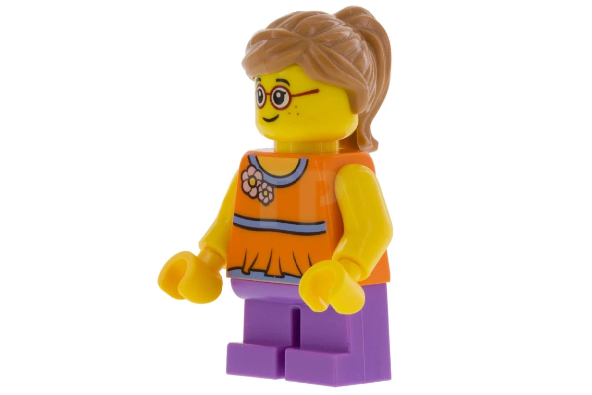LEGO&reg; twn337 Girl with Orange Top and Medium Lavender Legs (31083)