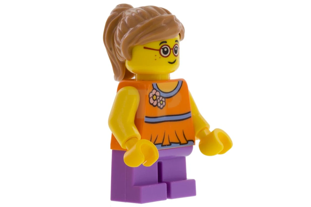 LEGO&reg; twn337 Girl with Orange Top and Medium Lavender Legs (31083)