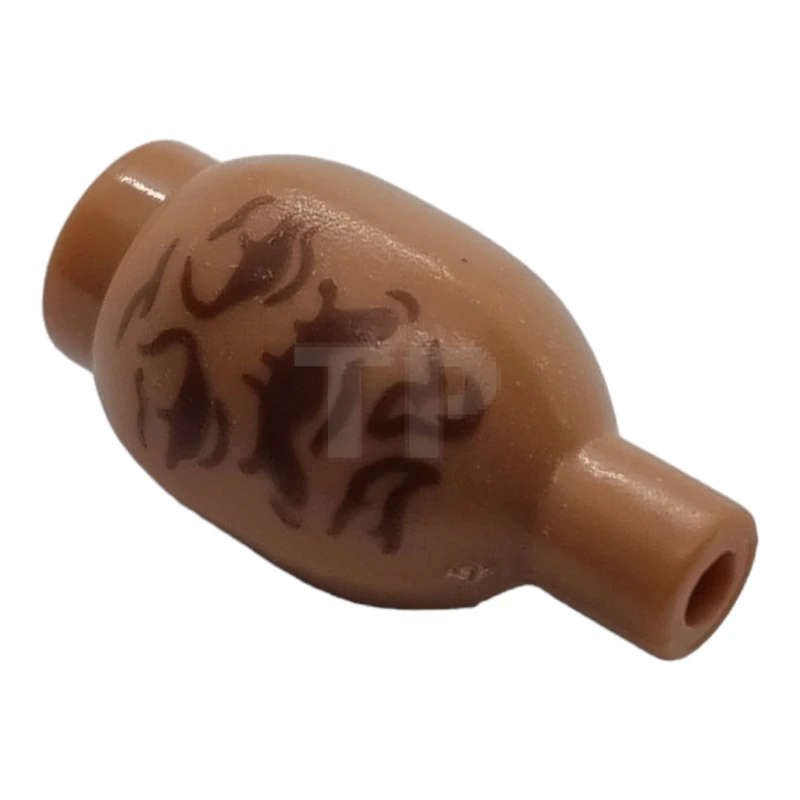 LEGO&reg; 6234454 - 37681pb01 - Root Vegetable with Stud on Top and Pin on Bottom with Reddish Brown Mandrake Face Pattern