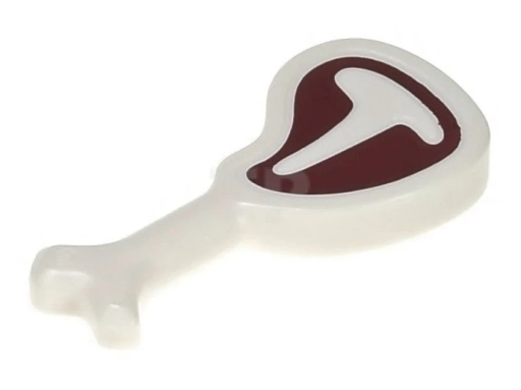 LEGO&reg;  - 98372pb02 - Steak on Bone with Dark Red Meat on White T-Bone Pattern