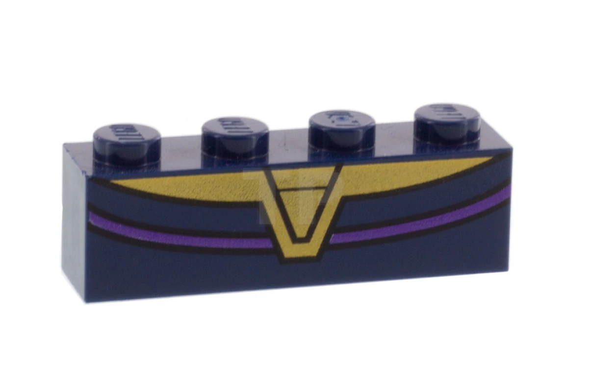 LEGO&reg; 6225864 - 3010pb227 - Brick 1 x 4 with Gold V-Neck Collar and Curved Dark Purple Line Pattern (BrickHeadz Thanos Chest)