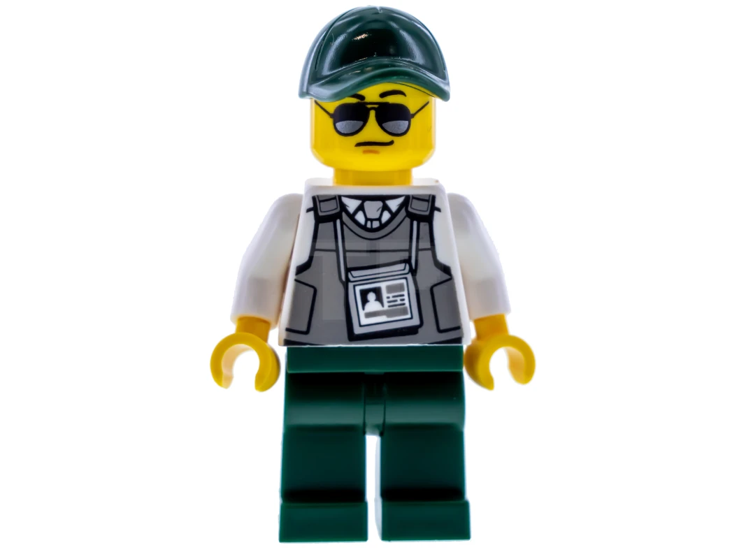 LEGO&reg; trn243 Security Officer - Dark Green Legs, Dark Green Cap with Hole, Sunglasses