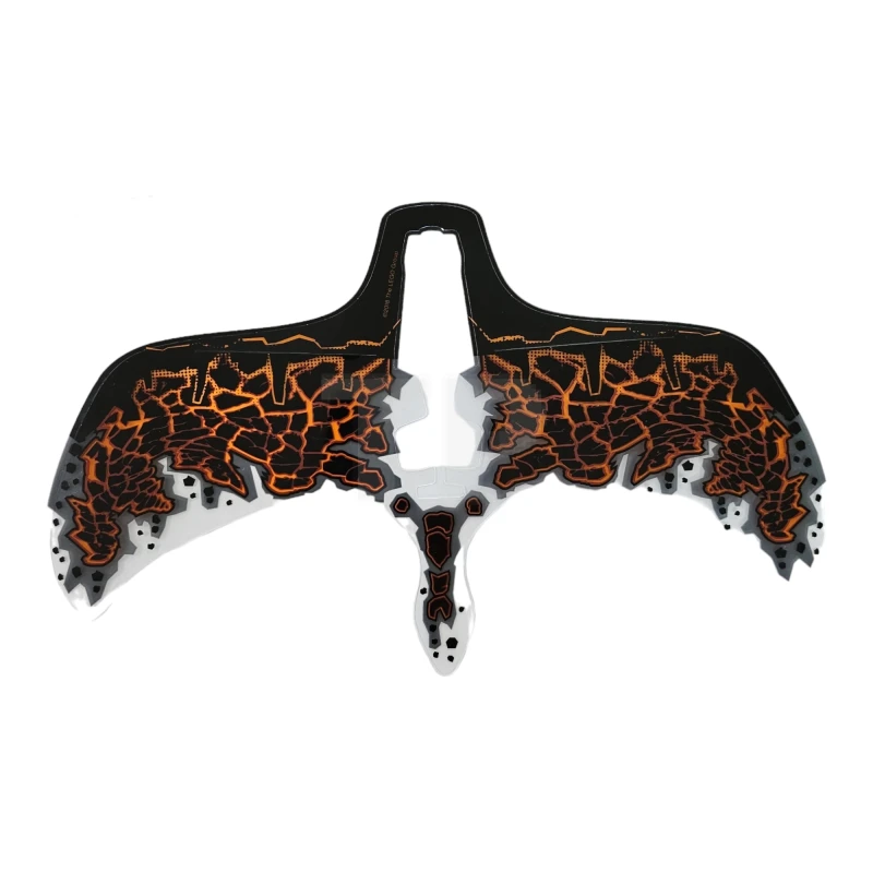 LEGO&reg; 6227362 - 38785 - Plastic Wings with Black, Orange and Dark Bluish Gray Rocks on Trans-Clear Background Pattern