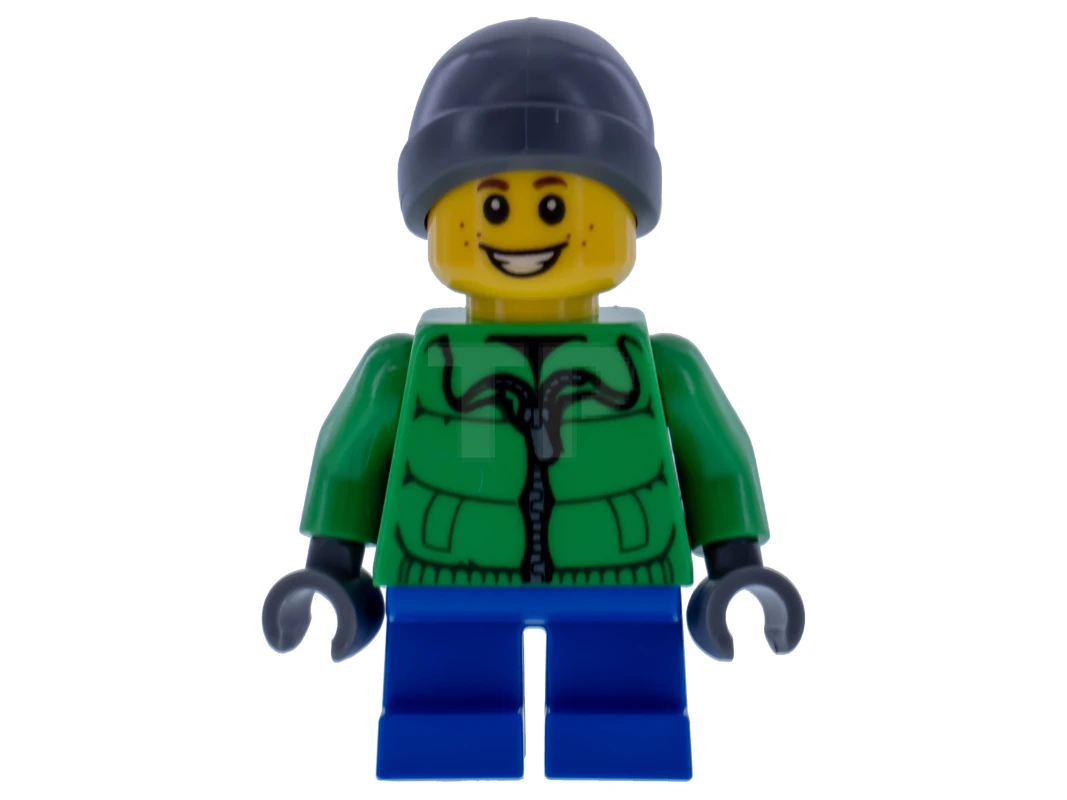 LEGO&reg; hol128 Parka met rits, blauwe korte broek, skimuts, sproeten