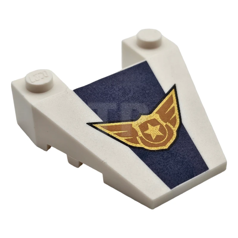 LEGO&reg; 6252367 - 93348pb006 - Wedge 4 x 4 Taper with Stud Notches with Sky Police Logo Pattern