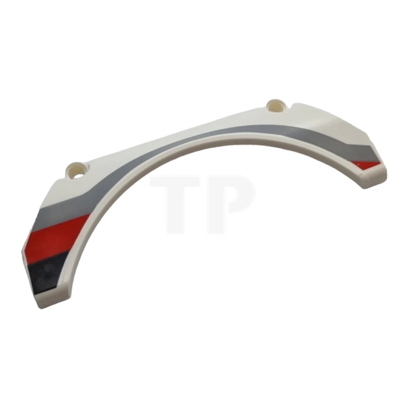 LEGO&reg; 6253094 - 42545pb001L - Technic, Paneel Auto-Kotflügel Gewölbt 13 x 2 x 5 mit schwarzen, roten und grauen Streifen Modell Vordere linke Seite