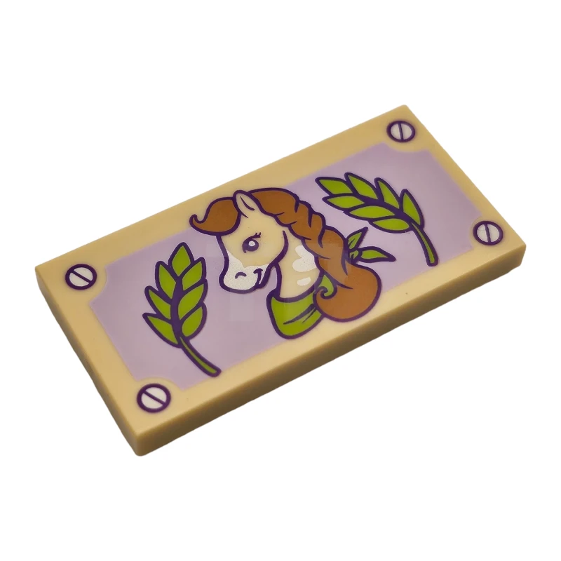 LEGO&reg; 6252821 - 87079pb0544 - Tile 2 x 4 with Horse and Leaves Pattern