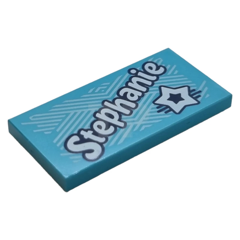 LEGO&reg; 6252828 - 87079pb0543 - Tile 2 x 4 with 'Stephanie' and Star Pattern