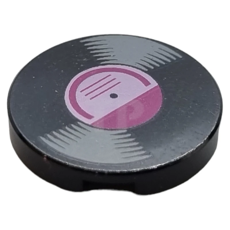 LEGO&reg; 6257775 - 14769pb244 - Tile 2 x 2 Round with Bottom O and LP Record Pattern