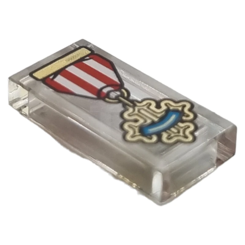 LEGO&reg; 6254319 - 3069pb0697 - Tile 1 x 2 with Ribbon and Medal Pattern