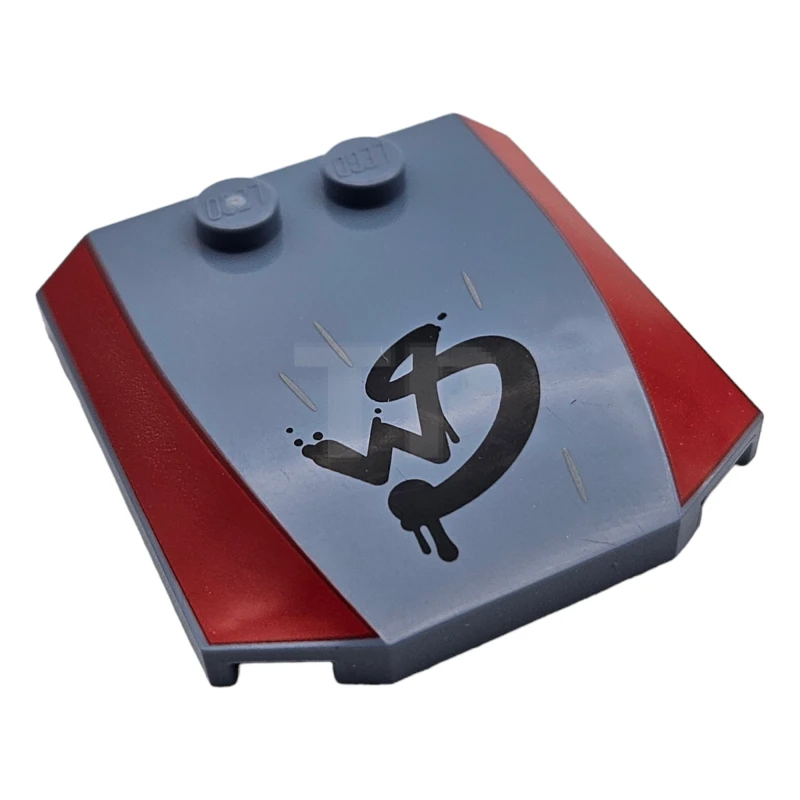 LEGO&reg; 6254674 - 45677pb113 - Plate 4 x 4 x 2/3 Triple Curved with Crudely 'WS' Pattern