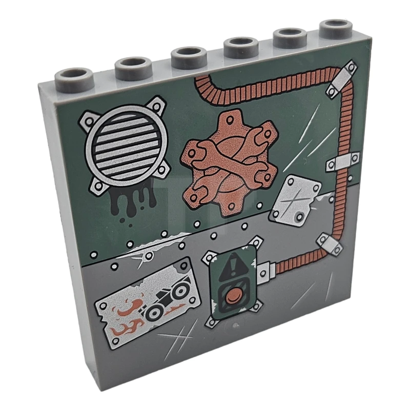 LEGO&reg; 6254686 - 59349pb153 - Panel 1 x 6 x 5 with Button and Pipe Pattern 