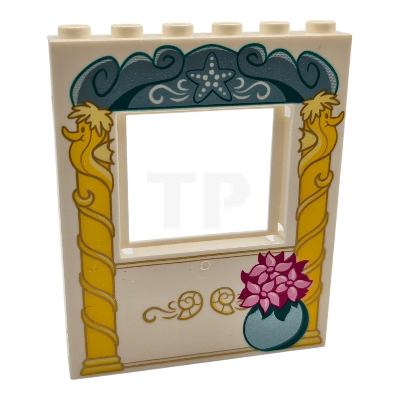 LEGO&reg; 6252390 - 15627pb016 - Panel 1 x 6 x 6 with Window with Pillars and Flower Vase Pattern