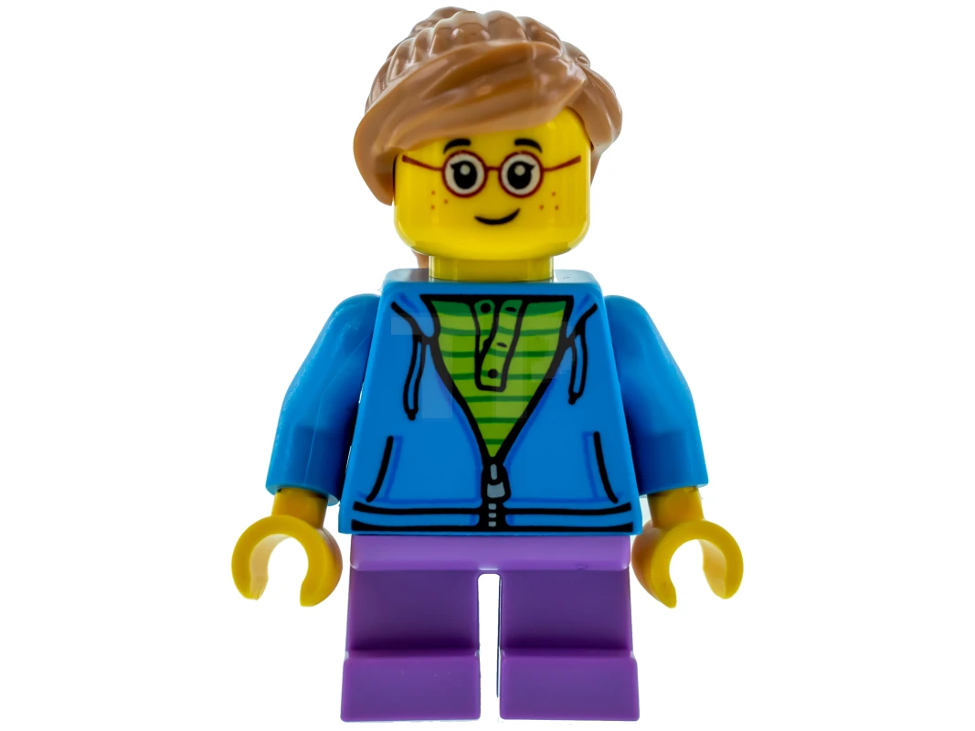 LEGO&reg; twn362 Fillette avec un chandail à capuchon bleu foncé et une queue de cheval