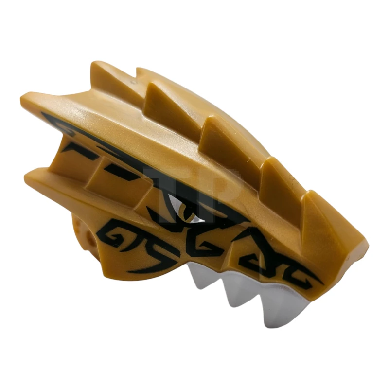 LEGO&reg; 6250547 - 40933pb01 - Dragon Head (Ninjago) Upper Jaw with White Teeth, Gold Eyes, and Dark Green Decorations Pattern