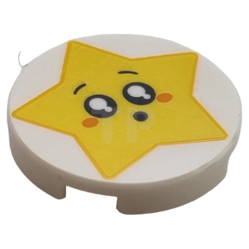 LEGO&reg; 6254648 - 14769pb249 - Tile 2 x 2 Round with Bottom O and Star Face Pattern