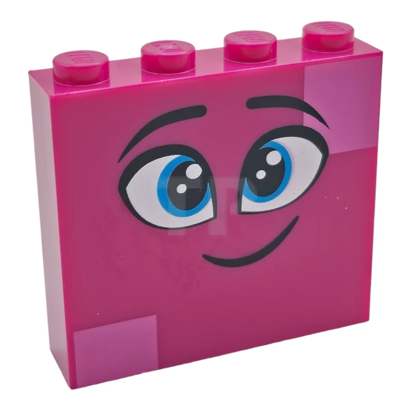 LEGO&reg; 6263008 - 49311pb003 - Brick 1 x 4 x 3 with Twinkling Dark Azure Eyes, Eyebrows, Smile and Dark Pink Squares on Two Corners Pattern (Queen Watevra Wa'Nabi Face)