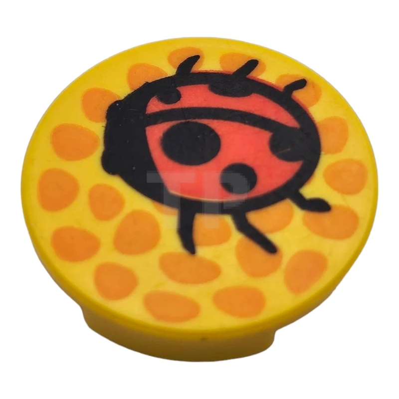 LEGO&reg; 4183622 - 4150px26 - Tile, Round 2 x 2 with Orange Dots (Flower Center) and Red Ladybug Pattern (Belville)