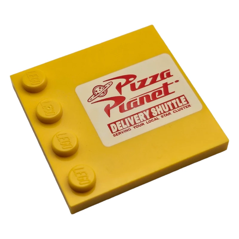 LEGO&reg; 4586140 - 6179pb025R - Tile 4 x 4 with Studs on Edge with Pizza Planet Pattern Right