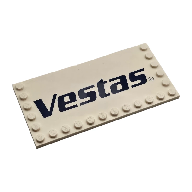 LEGO&reg; 6250011 - 6178pb025 - Tile, Modified 6 x 12 with Studs on Edges with 'Vestas' Logo Pattern