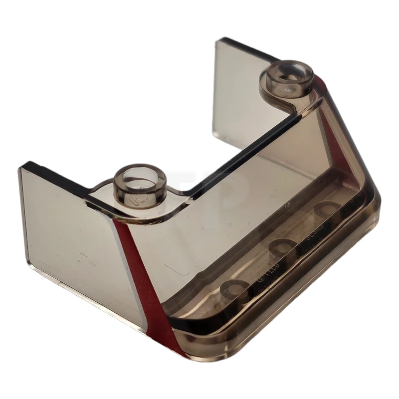 LEGO&reg; 6256908 - 2437pb06 - Parabrisas 3 x 4 x 1 1/3 con 2 tachuelas en la parte superior con dibujo de rayas plateadas metalizadas y rojas en ambos lados