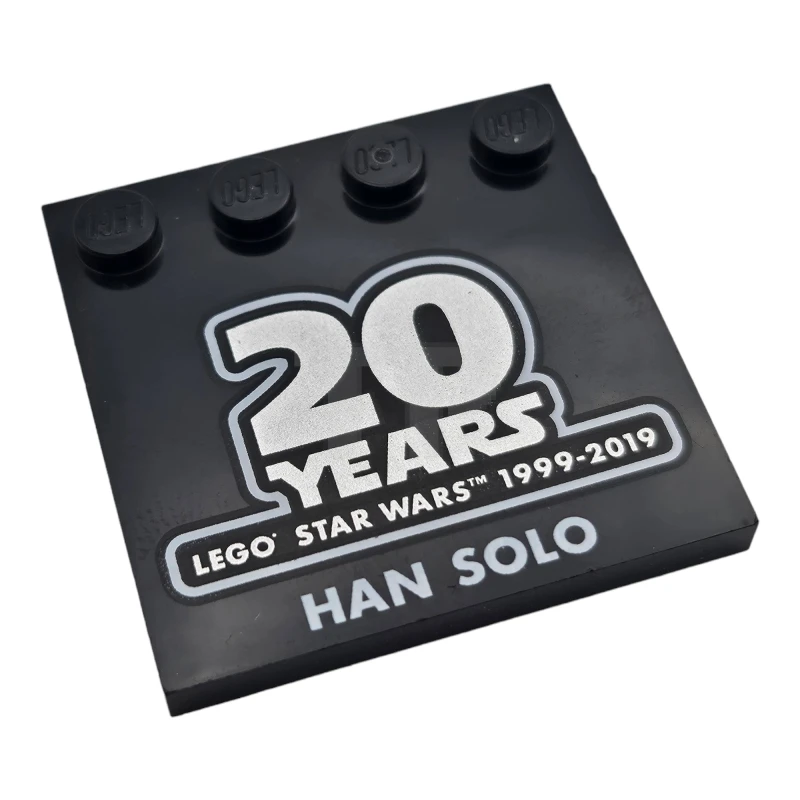 LEGO&reg; 6259488 - 6179pb154 - Tile 4 x 4 with Studs on Edge with '20 YEARS LEGO STAR WARS' and 'HAN SOLO' Pattern