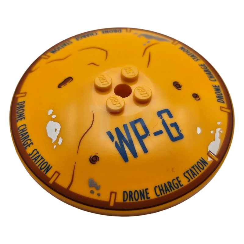 LEGO&reg; 6253677 - 3961pb10 - Dish 8 x 8 Inverted with 'WP-G' and 'DRONE CHARGE STATION Pattern