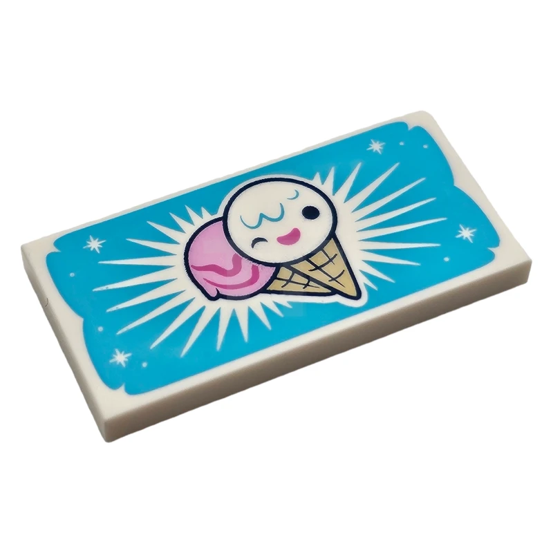 LEGO&reg; 6269147 - 87079pb0592 - Baldosa 2 x 4 con dibujo de cucurucho de helado