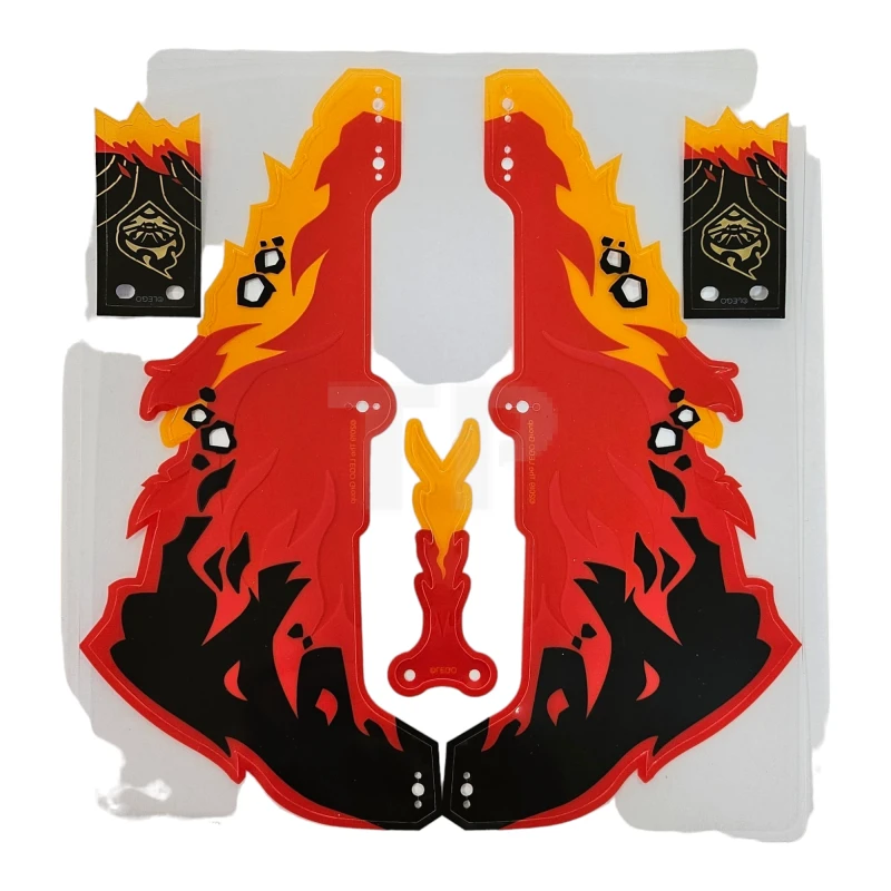 LEGO&reg; 6268528 - 70674pls01 - Capuchon de crocs de feu en plastique, langue de feu et drapeaux, feuille de 5