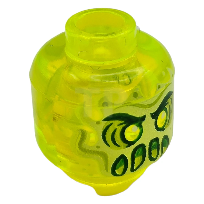 LEGO&reg; 6300199 - 3626cpb2435 - Minifigure, Head Alien Ghost with Yellowish Green Face, Slime Mouth and Flames in Back Pattern - Hollow Stud