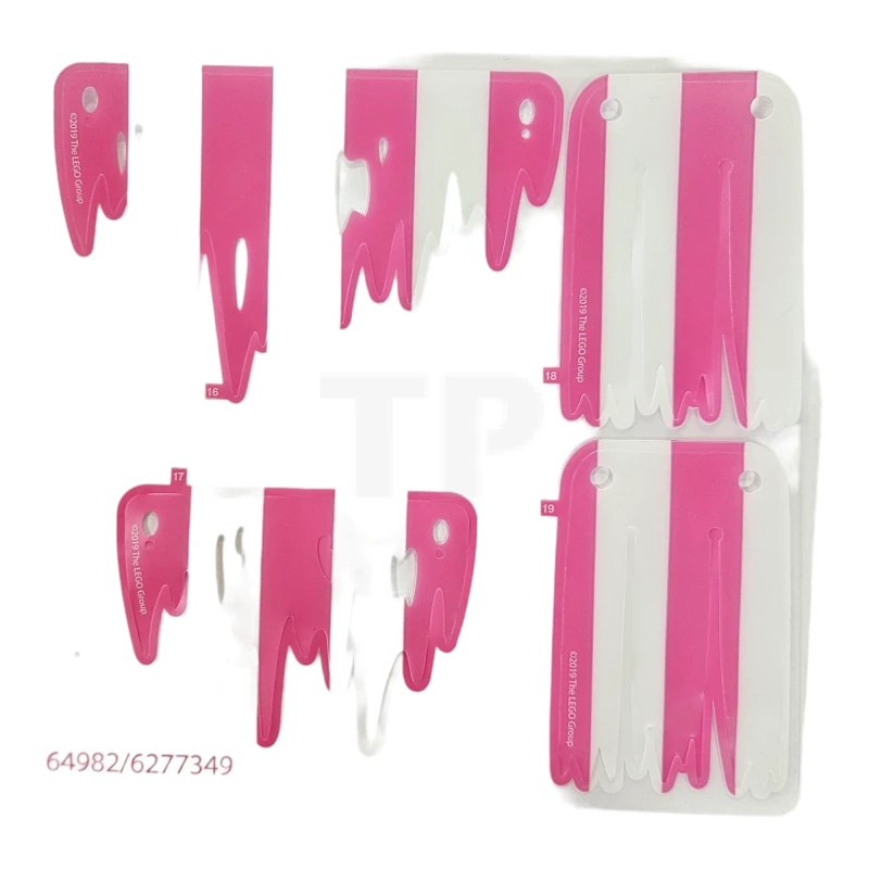 LEGO&reg; 6277349 - 41375pls01 - Plastic Sails, Ragged with Pink and White Stripes Pattern, Sheet of 4