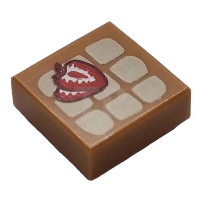 LEGO&reg; 6263022 - 3070pb132 - Tile 1 x 1 with Waffle and Strawberries Pattern