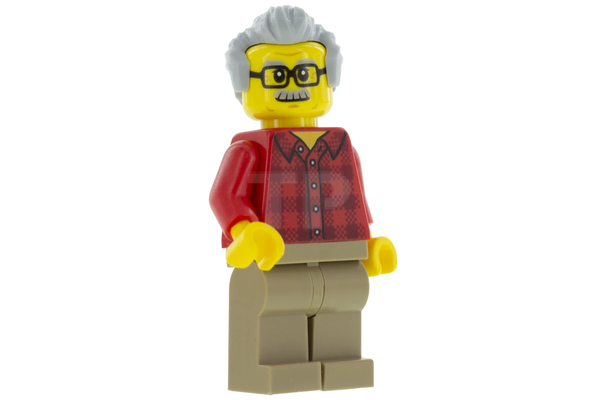LEGO&reg; twn368 Grandfather with Flanel Shirt, Dark Tan Legs, Light Bluish Gray Hair