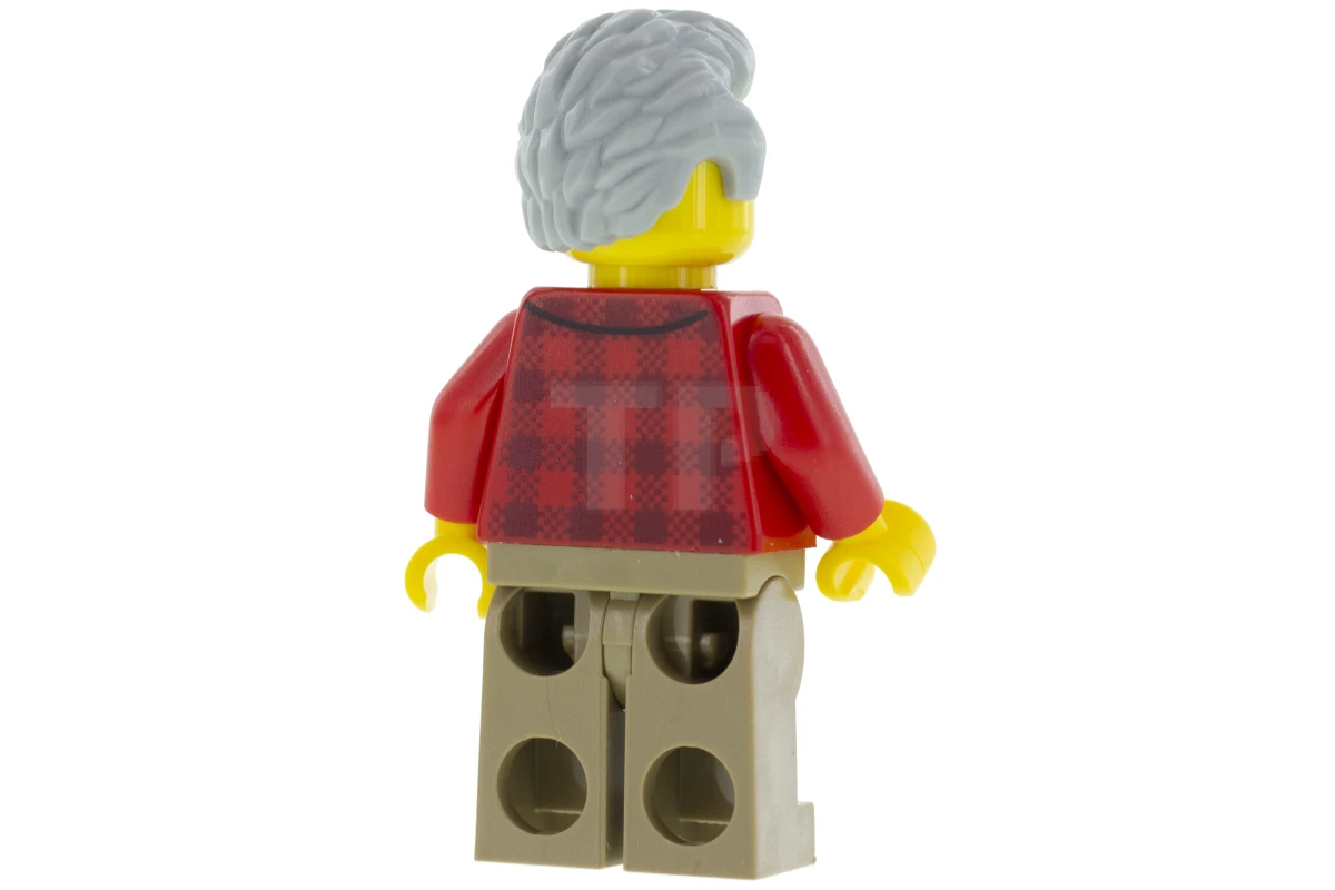 LEGO&reg; twn368 Grandfather with Flanel Shirt, Dark Tan Legs, Light Bluish Gray Hair