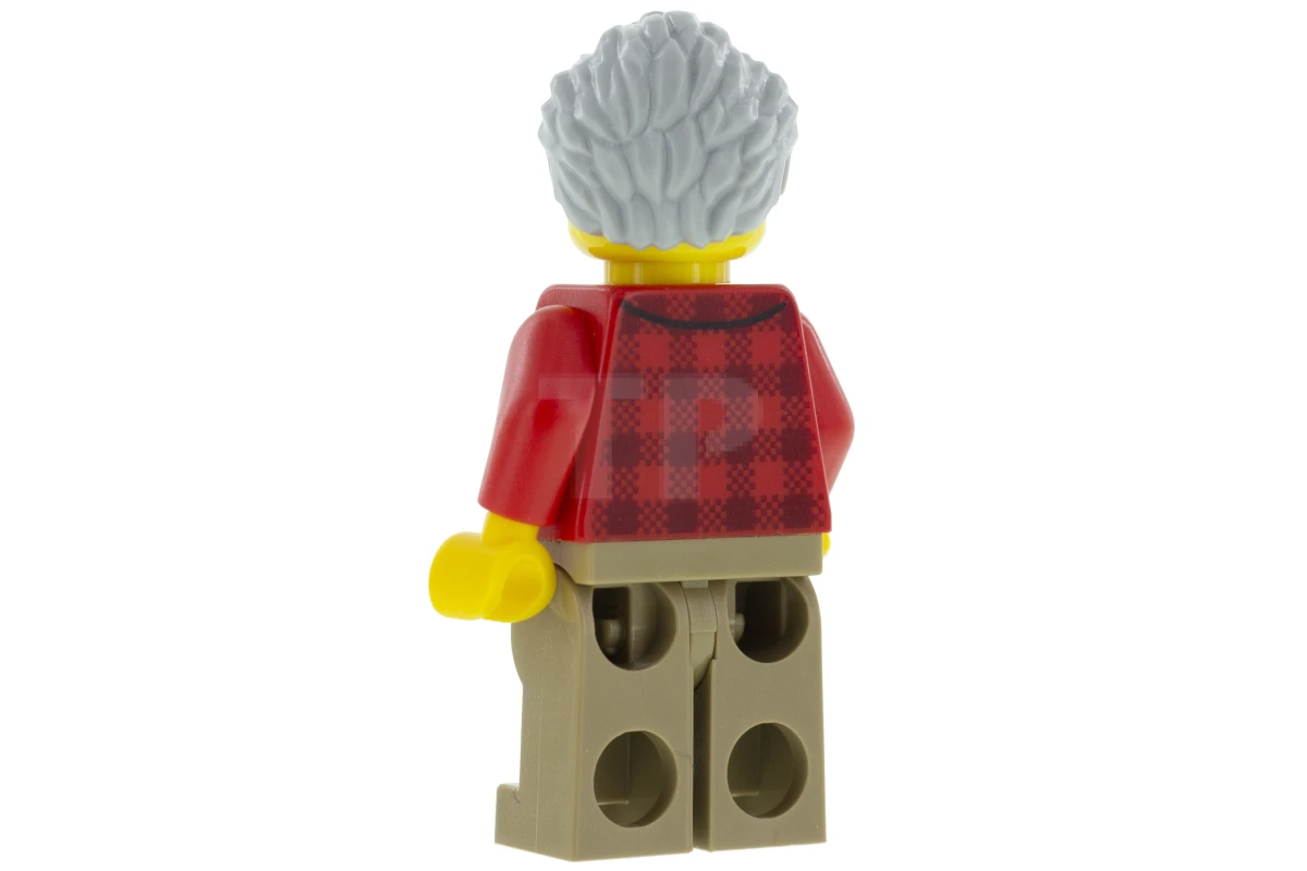 LEGO&reg; twn368 Grandfather with Flanel Shirt, Dark Tan Legs, Light Bluish Gray Hair