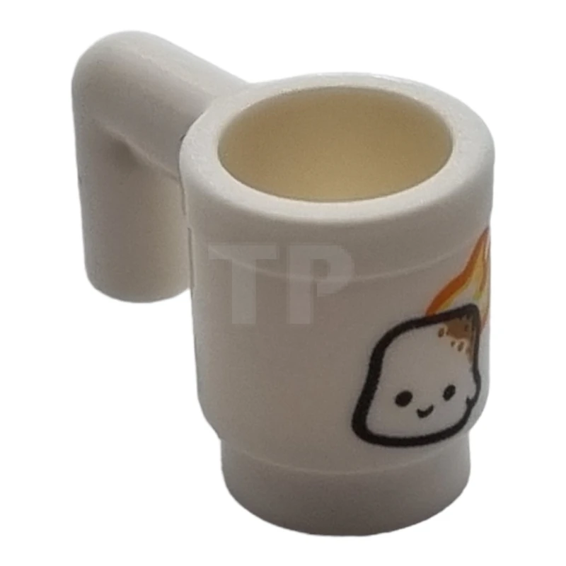 LEGO&reg; 6271726 - 3899pb008 - Minifigure, Utensil Cup with Marshmellow Face in Yellow and Orange Flames Pattern